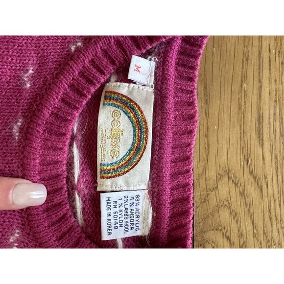 Eclipse Knitted Sweater Wool Blend Size Medium Long Sleeve Colorful 80's Vintage - Picture 5 of 12
